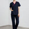 Ladies Contrast Crossover Scrubs Top