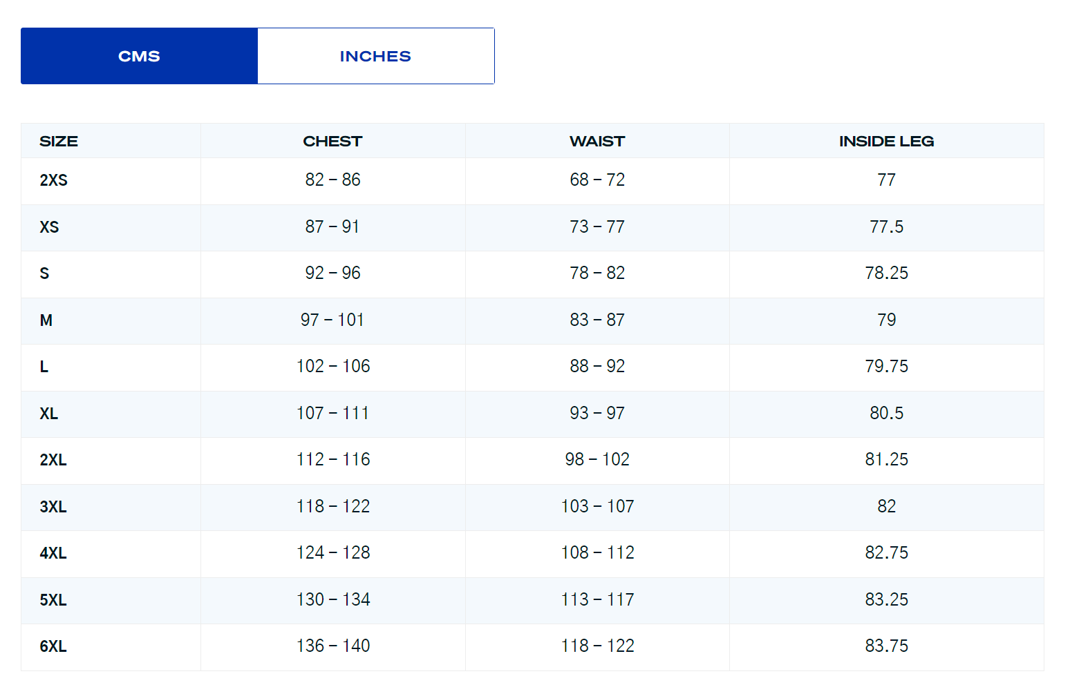 Line7 Size Guide